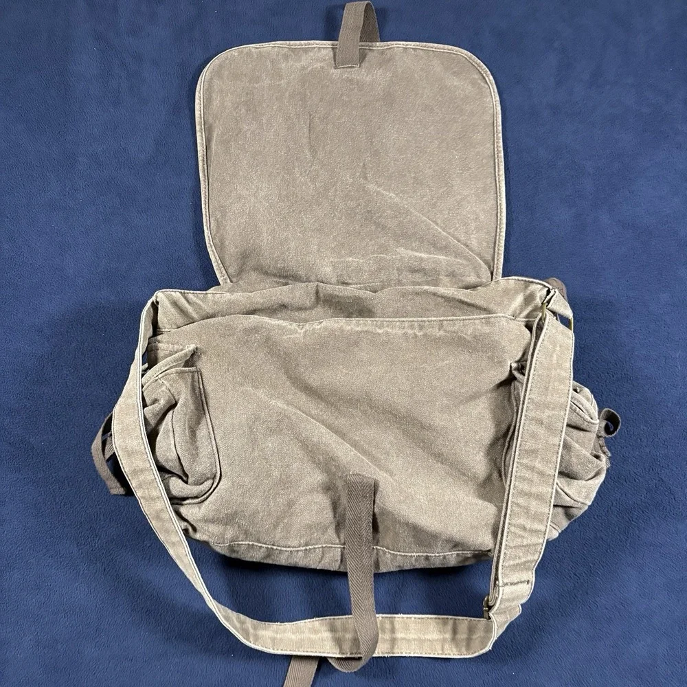 Vtg 2000s Billabong Canvas Messenger Bag Y2K Earthy Brown Grunge Utility Cargo